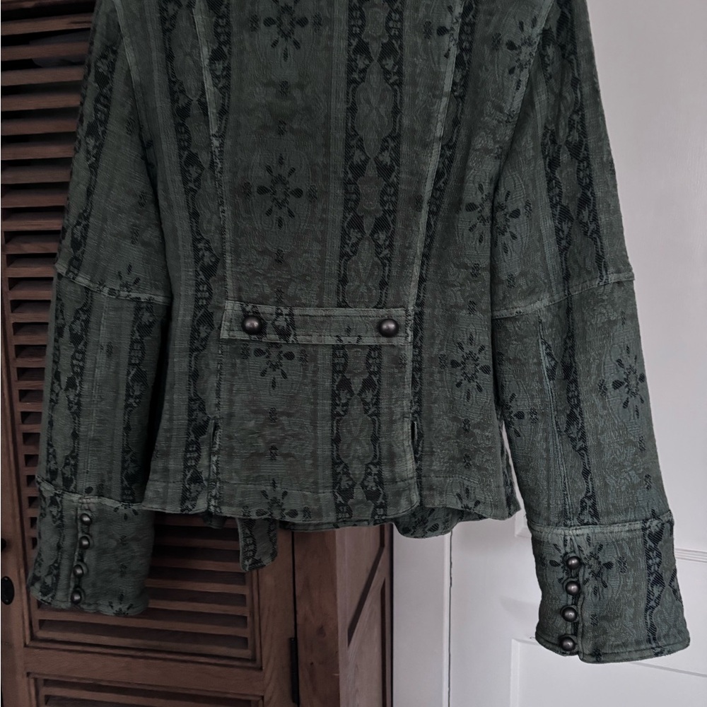 Free People Olive Green Embroidered Military Jacket - Picture 2 of 5